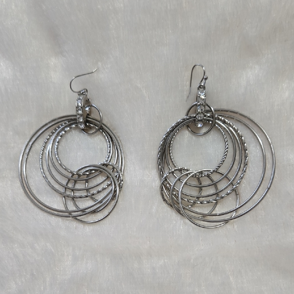 Chic Silver Multi-Hoop Earrings - image 1